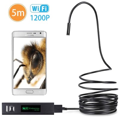 Oneay 1200P Draadloze Endoscoop Camera 5m – WiFi Borescope Inspectiecamera met 2.0MP HD – Compatibel met Android, iOS, Windows & Mac – Waterdichte Slangcamera voor Auto, Afvoer en Onderhoud
