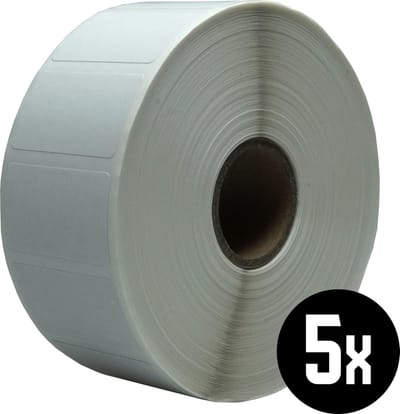 DULA Zebra kompatible Etiketten, 32 mm x 19 mm, Weiß, Permanent, Kern 25 mm, 5 Rollen, 2000 Etiketten pro Rolle