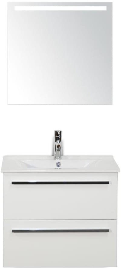 Seville Badmeubelset 60 cm - Wit Hoogglans - Keramische Wastafel Wit Enjoy met Sence Spiegel