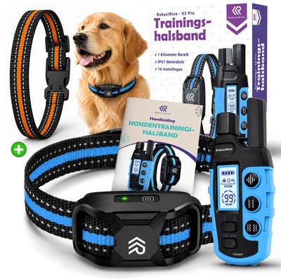 RobustRise X2 Pro - Anti Blafband voor Honden - Trainingshalsband voor Kleine en Grote Honden - Blafband met Geluid en Vibratie - Waterdicht - Blafstop Halsband - Hondentrainer - Anti blaf apparaat zonder schok - Incl. extra halsband