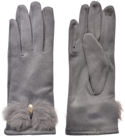 Clayre & Eef Handschoenen Winter 9x23 cm Grijs Polyester