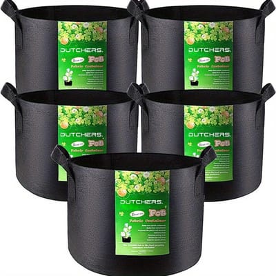 Dutchers® 5-Pack Tuinstijl Kweekzakken 38L – Extra Sterke Plantenpotten van Non-Woven Stof met Handvatten – Kweekzak - Kweekbak - Groeizak - Aardappelzak - Wortelzak - Groente Kweken - Noodpakket - Voor Binnen & Buiten – 30x40 cm