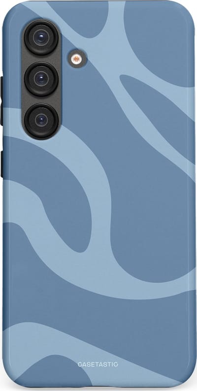 Casetastic hoesje geschikt voor Samsung Galaxy S25 - Dubbellaagse bescherming - Blauwe Water Golven - Fashion Case - Grijs Lichtblauw