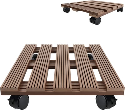 ACXIN WPC Plantenroller Bloempotroller Rolplank Met Wielen 100 Kg Draagkracht Planten Onderzetter Binnen Buiten - Lichtbruin - Rechthoekig