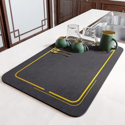 Superabsorberende afdruipmat Thuis Keuken Badkamer Kraan Aanrecht Absorberende mat Serviesgoed Flessen drogen Serviesgoed Tafelmat 30x40cm S black