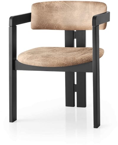 Asir - Stoel - Zwart, Beige - 100% HOUT - 58 x 76 x 49 cm