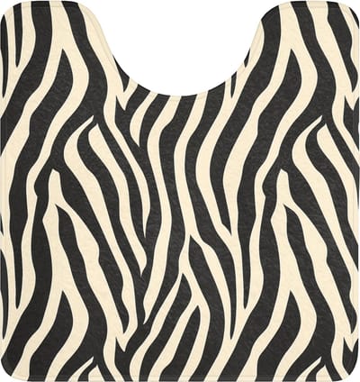 WC mat met uitsparing 55x60 cm - Antislip - Zebra - Print - Klassiek - Zwart - Toiletmat met uitsnijding - Vloermat - Douchemat - Toilet tapijt - Toiletmatten