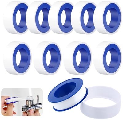 10 Rollen Teflon Tape voor Draadafdichting, Waterdichte Tape voor Keuken, Badkamer en Verwarming, 15mm x 10m