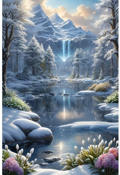 25x20cm Diamond Painting watervallen (rond) nr 437