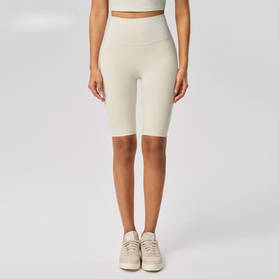 Geen Schaamte Lijn Yoga Shorts Dames Strakke Knijppants Hoge Taille Perzik Heupen Fietsen Fitness Sportshorts 4 beige