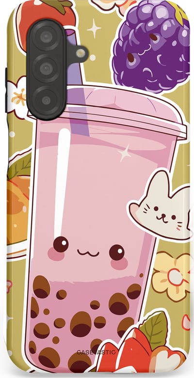 Casetastic Hoesje Geschikt voor Samsung A26 - Stijlvolle Beschermende Duo-layer Case - Roze Rode Kawaii Bubbletea Korea