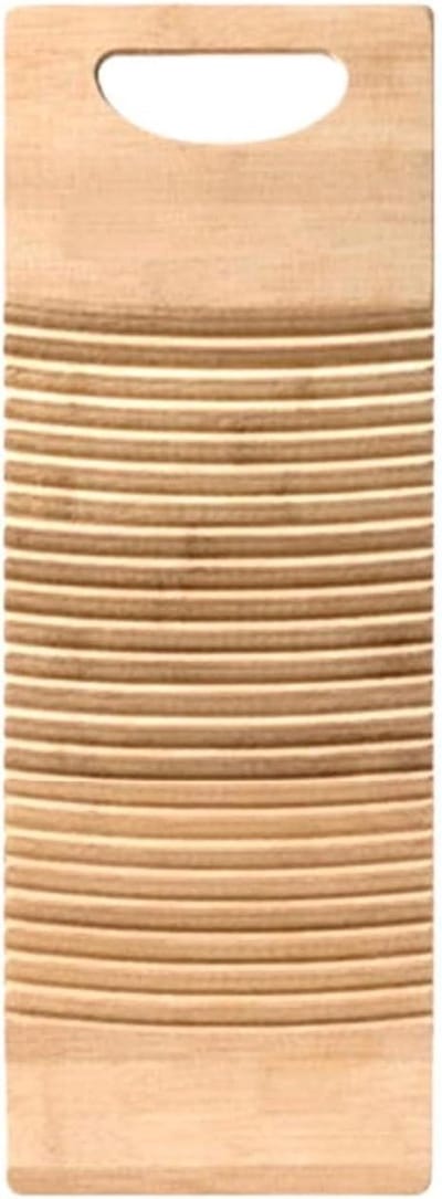 Houten Wasbord - Handwas Gereedschap - Kleding Reinigen - Golvend Patroon - 40x15cm - Houtkleur