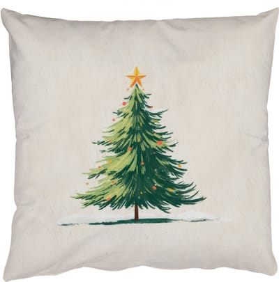Sierkussens - Kussentjes Woonkamer - 50x50 cm - Kerstboom - Illustratie - Ster - Sneeuw