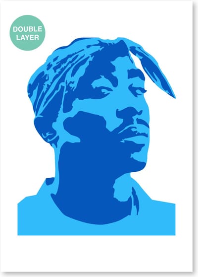 QBIX Tupac Shakur Sjabloon 2 lagen A3 Formaat Kunststof - Hoogte Tupac 31 cm