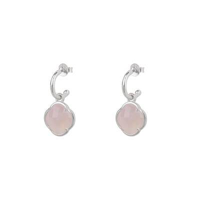 Oorbellen Dames Klaver Rozenkwarts Zilver (925 Sterling Silver) | cadeau dames