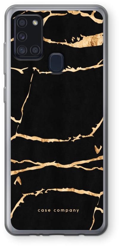 Case Company® - Hoesje geschikt voor Samsung Galaxy A21s hoesje - Gouden marmer - Soft Cover Telefoonhoesje - Bescherming aan alle Kanten en Schermrand