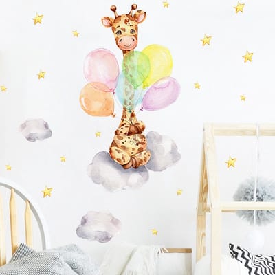 Spicker I Giraf met ballonnen I Muursticker I Babykamer I Speelkamer I Slaapkamer I Kinderkamer I Decoratie sticker I Wanddecoratie I Muurdecoratie I Baby I Jongen I Meisje