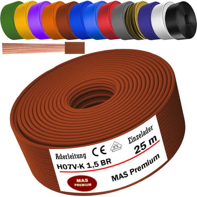Aderkabel - Netsnoer Stroomdraad - Installatie Werk - Fijndradig Flexibel - 15 mm² - Bruin