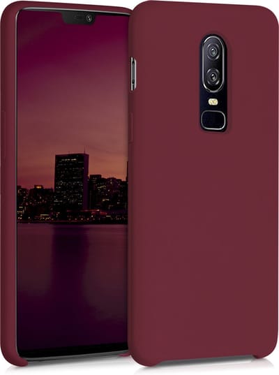 kwmobile telefoonhoesje geschikt voor OnePlus 6 - Hoesje met siliconen coating - Smartphone case in rabarber rood