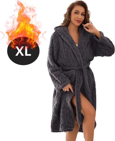 Bovista Badjas Dames - Fleece - Katoen - Badstof - Sauna - Hamam - Wafel - Bathrobe - Duster - Ochtendjas - Kimono - Spa - Donkergrijs XL