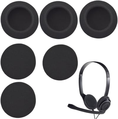 Set van 6 Ronde Vervangende Oorkussens 55mm voor Hoofdtelefoons - Comfortabele Spons Universele Reparatie Accessoires