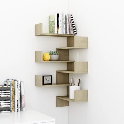 vidaXL - Hoekwandschapen - 2 - st - 40x40x50 - cm - bewerkt - hout - sonoma - eikenkleur