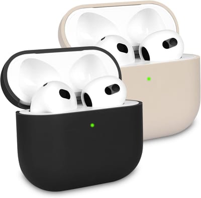 Siliconen Beschermhoes voor Airpods 3 (2 Stuks) - Schokbestendig en Ultradun Zwart/Starlight