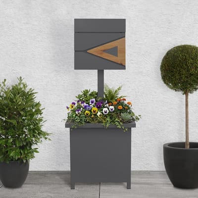 Staande Brievenbus - Postbus Buiten - Post Ontvangen - Met Plantenbak - 120 cm Hoog - Antraciet Houtlook