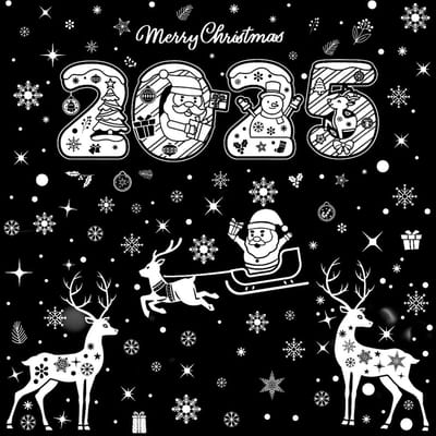 Dailygoods- Raamstickers Kerst - 7 Stuks - Herbruikbaar - Dubbelzijdig - Veilig PVC - Decoratie voor Ramen - Kerstdecoratie