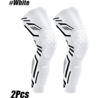 2 Pièces Protection Genou Adulte Manchon de Compression Genou Basketball Volley-ball Manchon de Jambe Protection Genou Support Mollet Genouillère Snowboard XL white