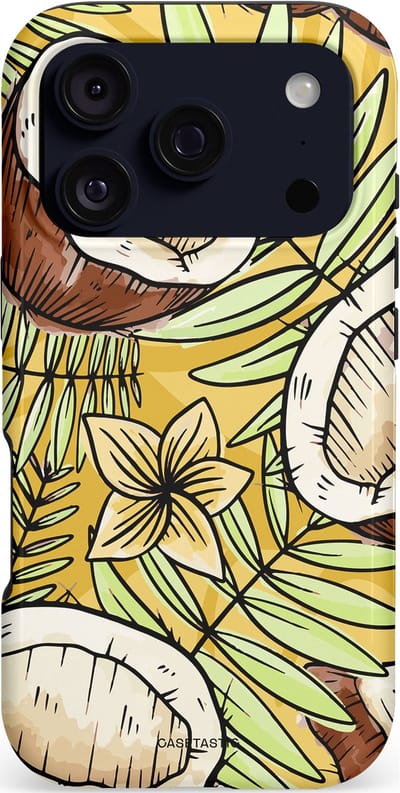 Casetastic hoesje geschikt voor Apple iPhone 17 Pro - MagSafe - Dubbellaagse bescherming - Zonnige Kokos Stijl - Fashion Case - Taupe Goud Donkergrijs Saliegroen