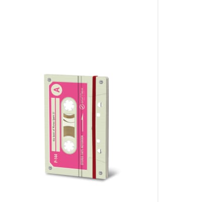 Stifflexible notitieboekje musicassette, 9 x 14 cm, beige tape