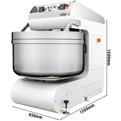 GGM Gastro Bäckerei-Spiralteigknetmaschine - 205 Liter / 130 kg - 2 Geschwindigkeiten - mit festem Kessel - 2 Motoren Wit / Zilver