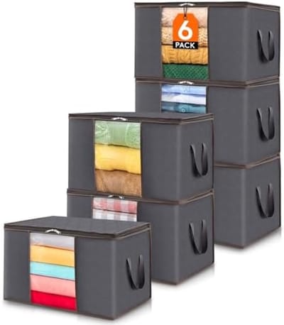 Opbergtas voor Kleding, Opbergtassen voor Kleding, Dekens, Dekbedden, Opvouwbare Kledingopslag met Versterkt Handvat, Stevige Ritssluiting, Kijkvenster, 60L
