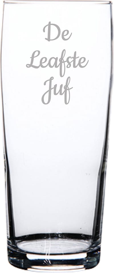 Gegraveerde bierfluitje 19cl De Leafste Juf