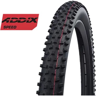 Tubeless zachte mountainbike band Schwalbe Rock Ron HS438 Evo Super Ground Addix Speed 57-559