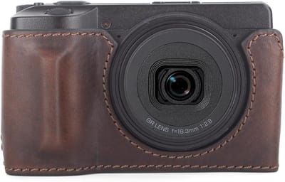 Half Case voor Ricoh GR IV en GR III - Echte Leren Beschermhoes met Onderopening en Handvat - Ideaal voor Digitale Camera's en Fotografie Accessoires - Koffiekleur