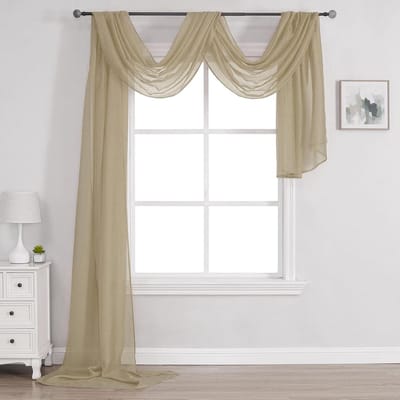 Raamsjaal - Decoratieve sjaal - Interieur verfraaien - Semi-transparant - 132 x 714 cm - Taupe