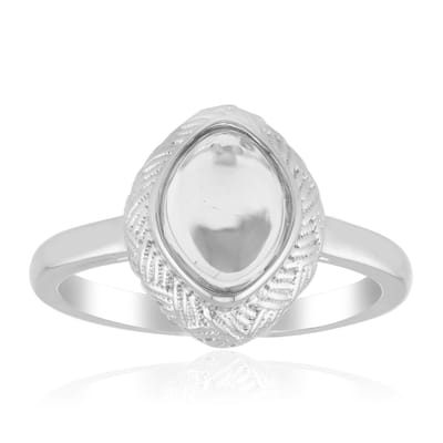 Cavill - Zilveren ring met witte kwarts 1 272 ct - 925 sterling zilver geplatineerd - Marquise cabochon elegant dames sieraad