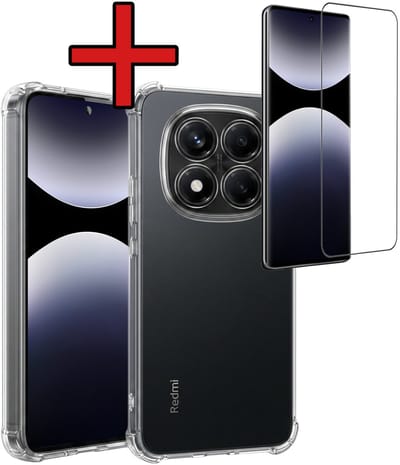 Hoesje - Met Screenprotector - Geschikt voor Xiaomi Redmi Note 14 Pro - Sterk & Shockproof - Back Cover - Siliconen Case - Telefoon Hoes - Shock Proof - Telefoonhoes - Transparant