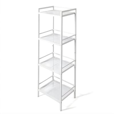Opbergrek 3- of 4-Laags - Voor Badkamer & Keuken - Vrijstaand Hoekrek & Plantenstandaard - Multifunctioneel - Wit-4 Tier