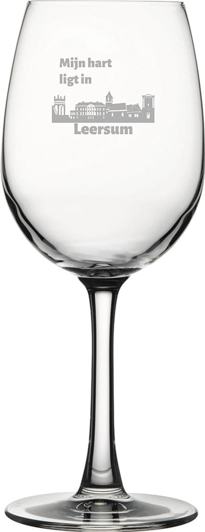 Gegraveerde witte wijnglas 36cl Leersum