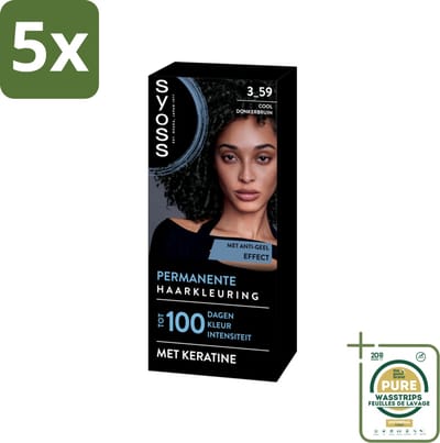 5 x SYOSS - Coloration 3-59 Cool Donkerbruin - Haarverf - Grijsdekking - Vermindert Haarbreuk - Grootverpakking - Haarverf - Grijsdekking - Donkerbruin - Keratine - Haarverzorging