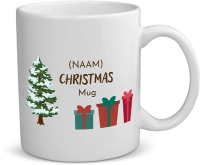 Akyol - kerst kerstboom met cadeautjes met eigen naam koffiemok - theemok - Kerstmis - kerst beker - winter - kerst - christmas - kerst cadeau - 350 ML inhoud