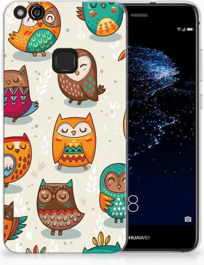 Huawei P10 Lite TPU Hoesje Vrolijke Uilen
