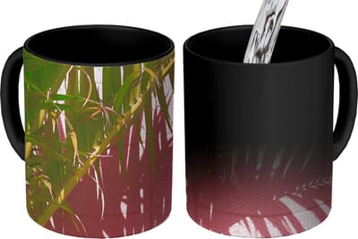 Magische Mok - Foto op Warmte Mokken - Koffiemok - Plant - Zomer - Tropisch - Roze - Magic Mok - Beker - 350 ML - Theemok
