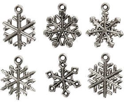 Sneeuwvlok, H: 20 mm, gatgrootte 1,5 mm, antiek zilver, 18 div/ 1 doos