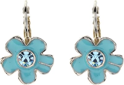 Behave - Oorbellen blauwe bloem met steentje - 2,3 cm
