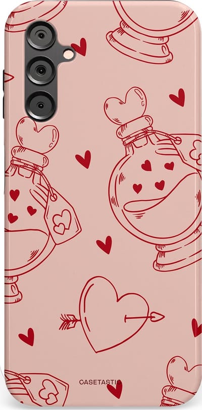 Casetastic Hoesje Geschikt voor Samsung A14 (5G/4G) - Stijlvolle Beschermende Duo-layer Case - Zoete Liefdesflirt - Roze Rood - Pafrum - Love You - Valentijn