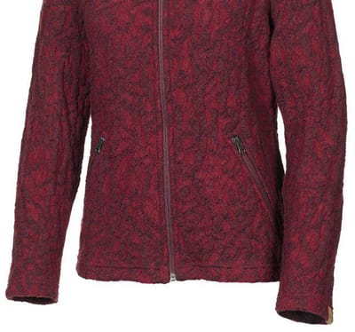 Ivanhoe dames wollen full-zip vest Tuva Jaquard Deep Red - Rood